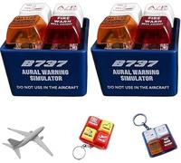 Pilot and Crew Alert Keychain EGPWS Warning Sound Simulator,Tiny Aviations Cockpit Safety Button Keychains with Bright Led Light Stress Relief，for Aviation Fans (B737*2)