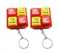 Pilot and Crew Alert Keychain, EGPWS Warning Sound Simulator with LED Light, Mini Cockpit Safety Button Keyring for Aviation Fans, Airplane Emergency Alert Toy for Pilots and Collectors (2PCS Red)