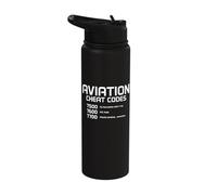 Pilot Aviation Codes Airplane Funny Pilot Stainless Steel Insulated Water Bottle