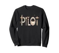 Pilot Aviation Word Art Cockpit Instrument Sweatshirt