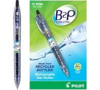PILOT B2P - Bottle to Pen Refillable & Retractable Rolling Ball Gel Pen Made From Recycled Bottles Fine Point Black G2 Ink 12-Pack (31600)