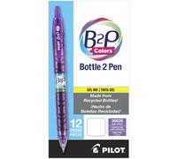 PILOT B2P Colors - Bottle to Pen Refillable & Retractable Rolling Ball Gel Pen Made From Recycled Bottles Fine Point Purple G2 Ink/Barrel 12-Pack (