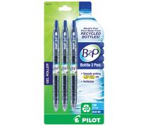 Pilot B2P Colors - Bottle to Pen Refillable & Retractable Rolling Ball Gel Pen Made From Recycled Bottles Fine Point Blue G2 Ink/Barrel 3-Pack (316