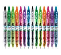 Pilot B2P Colors - Bottle to Pen Refillable & Retractable Rolling Ball Gel Pen Made From Recycled Bottles, Fine Point, Assorted Color G2 Inks, 14-Pack (15355)