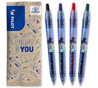PILOT - Pack of 4 B2P GEL 0.7 - Gel ink roller ball pen - Medium - Begreen - Assorted colours - Black Blue Red Green