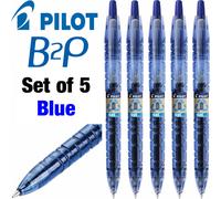 Pilot B2P Gel Ink Rollerball Pen Begreen Recycled Pen Medium Tip Set of 5 Blue