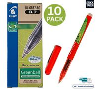 Pilot Begreen Greenball Rollerball Pen Liquid Ink 0.7mm Tip RED Pack of 10