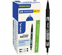 Pilot Begreen Twin Tip Permanent Marker Value Box Extra Fine 0.45mm and Fine 0.5mm Line Black (Pack 20) - DFF424789
