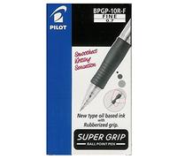 Pilot BPGB-10R-F Super Grip Retractable Ballpoint Pen, Black, 0.7 mm Tip, Pack of 12