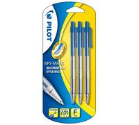 Pilot BPS Matic Blister Pack of 3 Ballpoint Pens Fine Point Blue