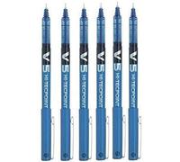 Pilot BX V5 Hi-Tecpoint Rollerball Pen - Extra Fine 0.5mm Tip 0.3mm Line - Blue (Pack of 6)