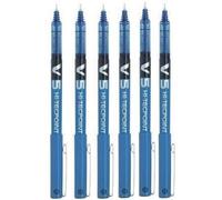 Pilot BX V5 Hi-Tecpoint Rollerball Pen - Extra Fine 0.5mm Tip 0.3mm Line - Blue (Pack of 6)