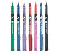 Pilot BX V5 High Tech Rollerball Pen Assorted Colors 0.5mm Extra Fine Tip 0.3mm Line Width (7 Colors Black, Red, Blue, Green, Purple, Pink, Sky Blue)