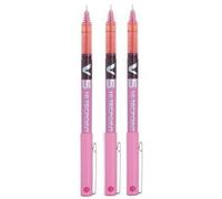Pilot BX V5 Pink Hi-Tecpoint Extra Fine Rollerball Pen 0.5mm Nib Tip 0.3mm Line Width (Pack of 3)