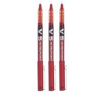 Pilot BX V5 Red Hi-Tecpoint Extra Fine Rollerball Pen 0.5mm Nib Tip 0.3mm Line Width (Pack Of 3)