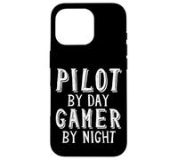 Pilot By Day Gamer By Night Airline Airplane Pilot Gaming Case for iPhone 16 Pro