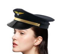 Pilot Captain Hat - Airline Captain Hat | Captains Lid, Cosplay Cap, Adjustable Cheif Sailor | Marine Skipper Caps Costume Accessory, Navy Officer Cap And Airline Pilot-Style Lid