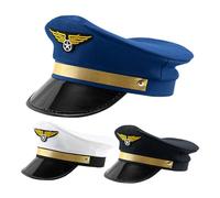 Pilot Captain Hat - Airline Commander Costume Headpiece, Nautical Officer Visor Cap, Aviation Cosplay Uniform Accessory, Flights Crew Role-play Prop, Parade Celebration Dress | Holiday Party Showcase