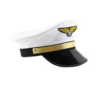 Pilot Captain Hat - Classic Navy Airline Cosplay Cap for Men and Women Stylish Uniform Design with Embroidered Badge Comfortable Adjustable Fit for Halloween Costume Stage Performance, Multicolor