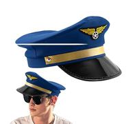 Pilot Captain Hat for Women - Captain Captain Costume Cap for Adults, Adjustable Aviation Hat from Unisex | Classic Aviation Style with Badge and Solid Brim, Costume