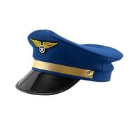 Pilot Captain Hats For Men - Unisex Navy Sailor Airline Costume Hat | Adjustable Adult Size Party Cap For Men & Women, Halloween Cosplay Accessory, Size Fits All