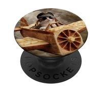 Pilot Cat Flying Toast Plane in Dreamy Sky Art PopSockets Adhesive PopGrip