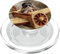 Pilot Cat Flying Toast Plane in Dreamy Sky Art PopSockets PopGrip for MagSafe