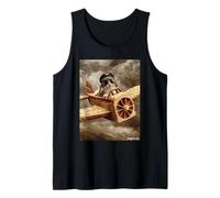 Pilot Cat Flying Toast Plane in Dreamy Sky Art Tank Top