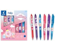 PILOT - Collector's Pack with 3 FriXion Ball + 3 FriXion Ball Clicker - Erasable Pens - Limited Edition Sweet Paradise - Refillable Rollerball - Blue Ink - Medium Tip