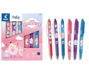 PILOT - Collector's Pack with 3 FriXion Ball + 3 FriXion Ball Clicker - Erasable Pens - Limited Edition Sweet Paradise - Refillable Rollerball - Blue Ink - Medium Tip