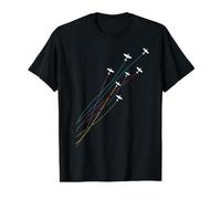 Pilot Colorful Flying Spitfire Airplanes Aeroplanes Gift Value Graphic T-Shirt, Men, Black, S