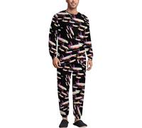 Pilot Commercial Passenger Airplanes Mens Pajama Set Long Sleeve Top Long Pants Sets Soft Sleepwear Loungewear S