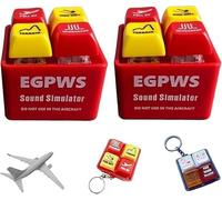 Pilot & Crew Alert Keychain Egpws Warning Sound Simulator, Tiny Aviation Cockpit Keychain with Bright LED Light, Glowing Emergency Master & Fire, Gift for Aviation Fans, Stress Relief (2pcs-red)