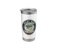 Pilot Dad Aviation Flight Airplane Captain Father's Day Stainless Steel Insulated Tumbler