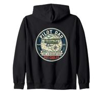 Pilot Dad Aviation Flight Airplane Captain Father's Day Zip Hoodie