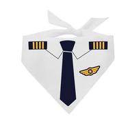 Pilot Dog Bandana | 100% Cotton Adjustable Triangle | Made in USA | Captain Uniform | Airline Crew | Funny Halloween Costume |White, One Size (1373)