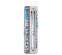 PILOT Dr. Grip 4+1, 4 Color 0.7 mm Ballpoint Multi Pen & 0.5 mm Mechanical Pencil - Silver Body (BKHDF1SFN-S)