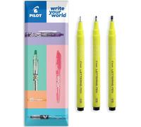 PILOT DR Lettering Calligraphy Fineliner Pen - 1.0mm, 2.0mm, 3.0mm - Black Ink - Wallet of 3