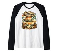 Pilot Flying Airplane Time for a New Adventure Aviation Gift Raglan Baseball Tee