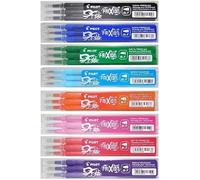 Pilot Frixion 0.7mm Tip Rollerball Erasable Pen Refills BLS-FR7 (One Pack Of Each Colour - 10 Refill Packs - Black, Blue, Red, Green, Light Green (Lime), Orange, Light Blue, Pink, Violet & Brown