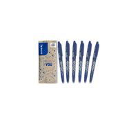 PILOT FriXion Ball 0.7 Set - 6 Pieces - Blue Colour - Erasable Rollerball Pen 0.4mm Line Width, Comfortable Write Guide for Learning to Write - Therm