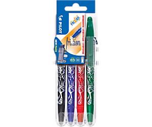 Pilot Frixion Ball Ballpoint Pen Assorted 0.35 mm Medium Conical Refillable 50% Recycled Pack of 4
