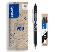 PILOT - FriXion Ball Clicker Erasable Pen Set - Medium 0.7mm Tip Rollerball - 1 x Black Pen, 3 x Black Refills