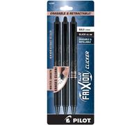 Pilot FriXion Ball Clicker Erasable Retractable Gel Pens Pack of 3 Bold Point 1.0 mm Black Barrels Black Ink