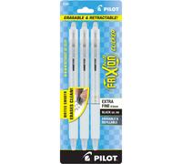 Pilot FriXion Ball Clicker Erasable White Pen, Extra Fine, 0.5 mm, Black Gel Ink, 3 Pack (13632)