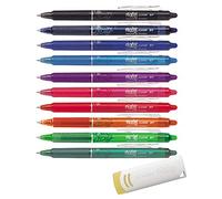 Pilot FriXion Ball Clicker (Knock Retractable Gel Ink Pen) - 0.7 mm - 10 Assorted Colours (All 10 Colours | Clicker 0.7 | with Remover)