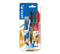 Pilot Frixion Ball - Erasable Gel Ink Pens - Blue Ink - Medium 0.7mm Nib - Blister Pack of 3 + 3 Refills