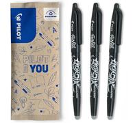 PILOT - FriXion Ball Erasable Pen - Medium 0.7mm Tip Rollerball - 3 x Black Pens