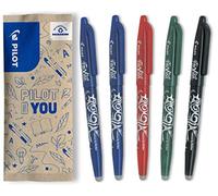Pilot Frixion Erasable Rollerball 0.7mm Tip, 2 Blue/1 Red/1 Green/1 Black, 5 Count (Pack of 1)