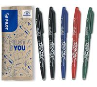 Pilot Frixion Erasable Rollerball 0.7 mm Tip- 2 Black, 1 Blue, 1 Red, 1 Green, Pack of 5